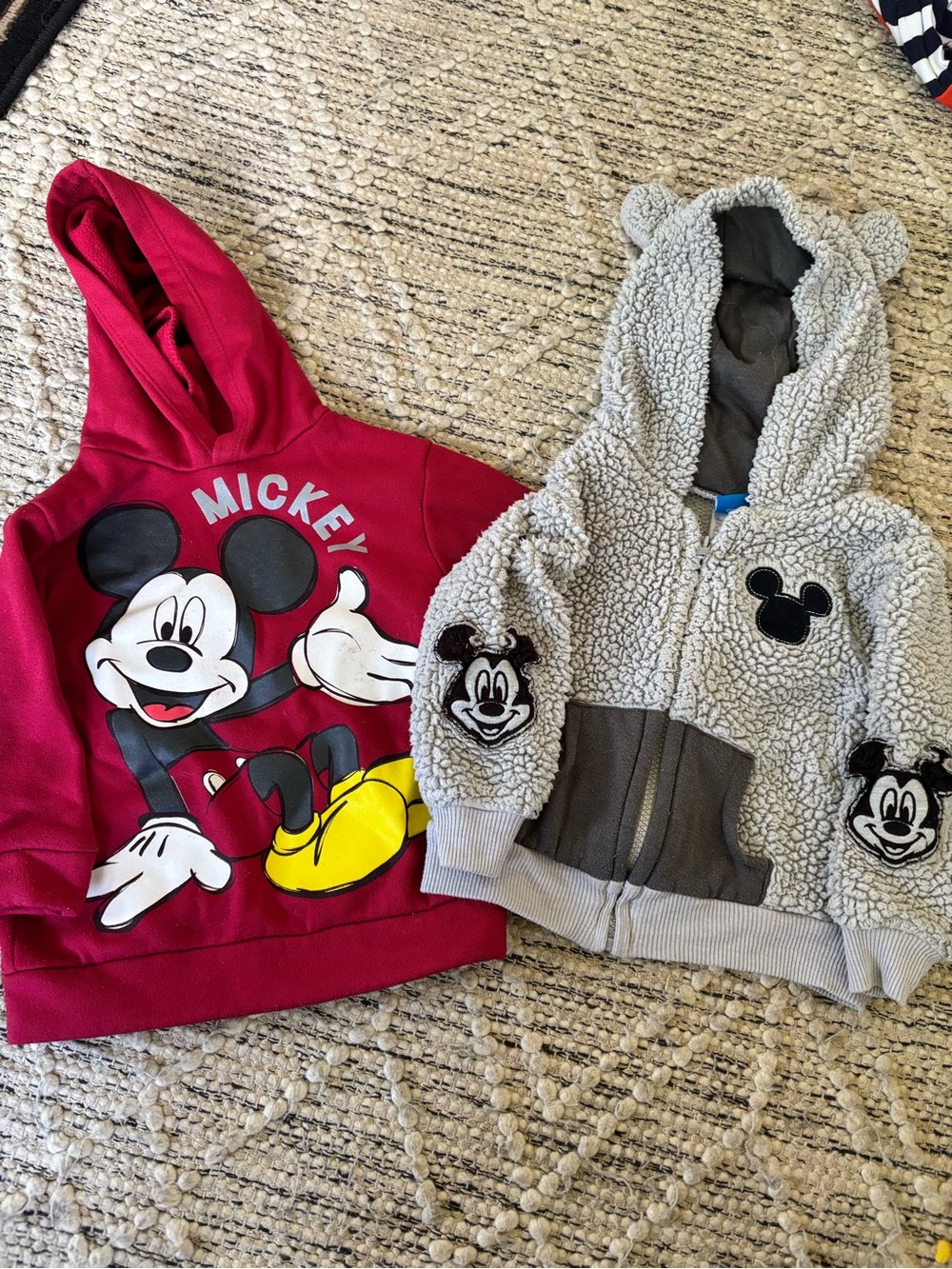 Disney Kids Hoodie Set - Red & Light Gray Mickey Designs